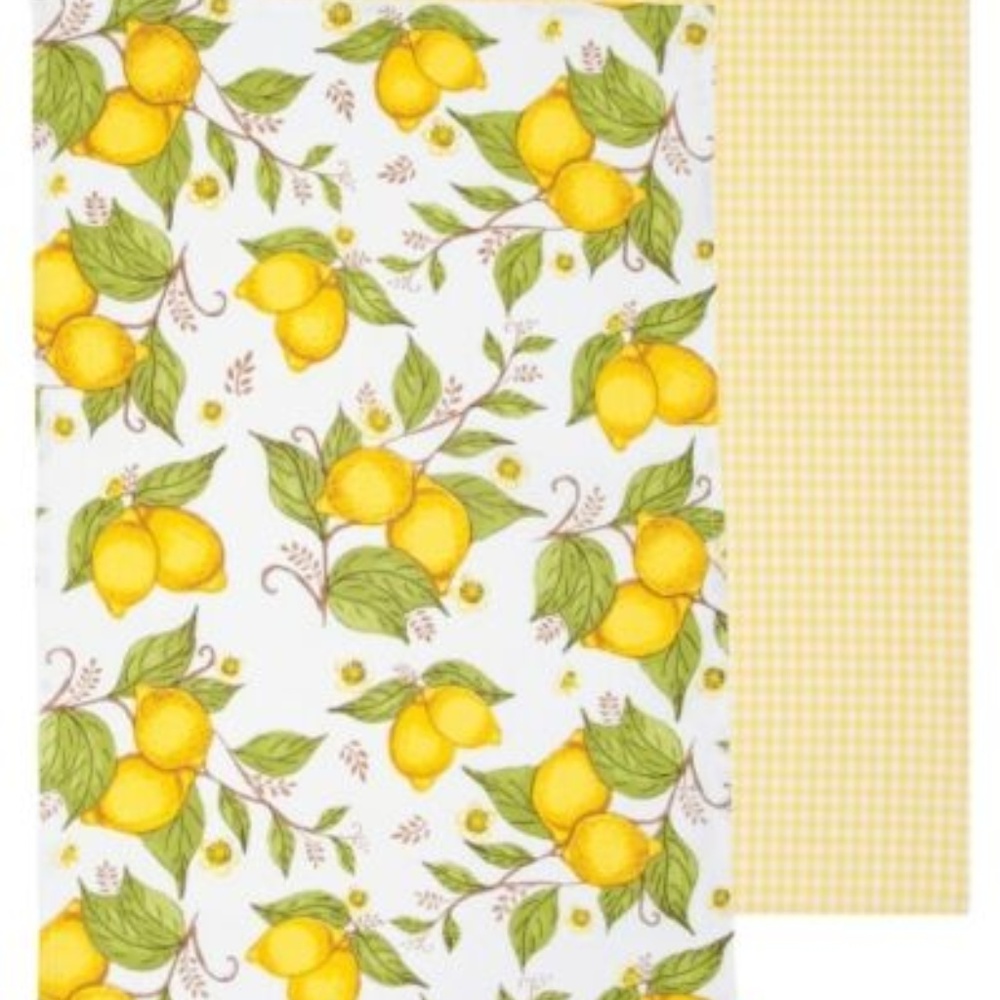 NOW DESIGNS Set of 2 Lemons Checks Tea Towels NWT